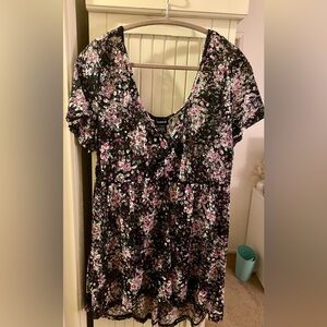 Torrid Floral Blouse - Black and Pink